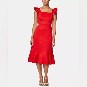 Betsey Johnson Ruffled Flounce Midi Dress
